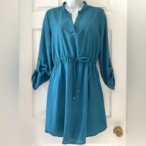 Teal Long Sleeve Tunic Dress